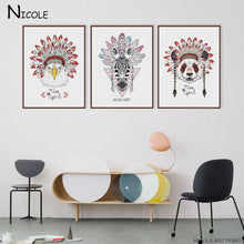 Load image into Gallery viewer, Indians Animals Tiger Deer Cat Panada Minimalist Art Canvas Poster Painting Creative Picture Print Home Room Wall Decoration
