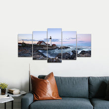 Load image into Gallery viewer, Island 5 Panels Modern Canvas Prints Artwork Seascape Lighthouse Pictures to Photo Paintings Canvas Wall
