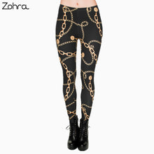 Load image into Gallery viewer, Elasticity Legging Women Clothing Gold Chains Printing Legins Sexy Fitness Pants Workout Leggings
