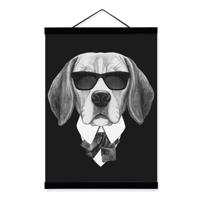 Modern Black White Vintage Italy Abstract Mafia Dog Cats Framed Canvas Paintings Nordic Home Decor Wall Art Print Picture Poster