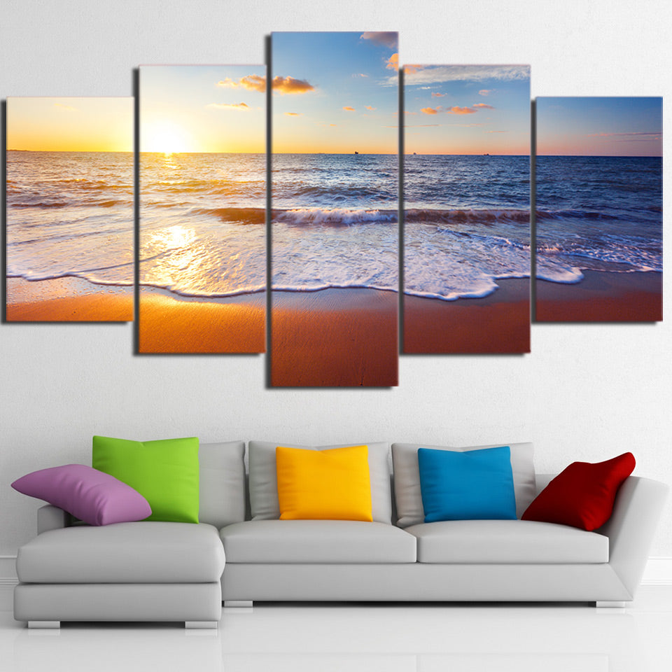 5 Piece Canvas Art Beach Pictures HD Printed Wall Art Home Decor Canvas Painting Picture Poster Prints Free Shipping NY-6584C