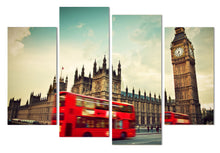 Load image into Gallery viewer, HD Printed 4pcs London Clock Tower Red Bus Painting on canvas room decoration print poster picture Free shipping/XA003
