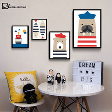 Load image into Gallery viewer, NICOLESHENTING Cartoon Animal Polar Bear Seal Minimalist Art Canvas Poster Painting Wall Picture Modern Home Children Room Decor

