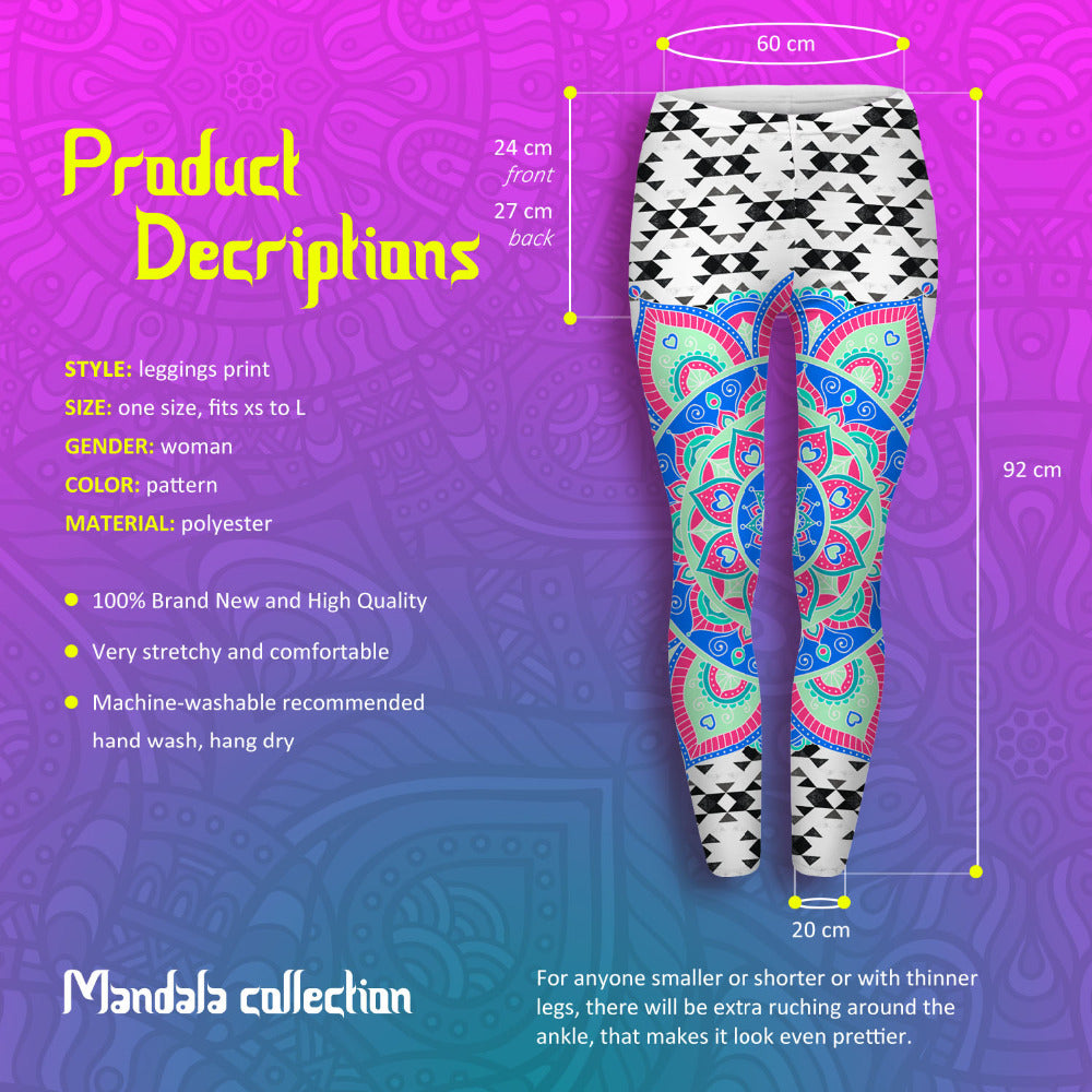 Women Legging Mandala Aztec PrintingSlim High Waist Fitness Leggings Stretch