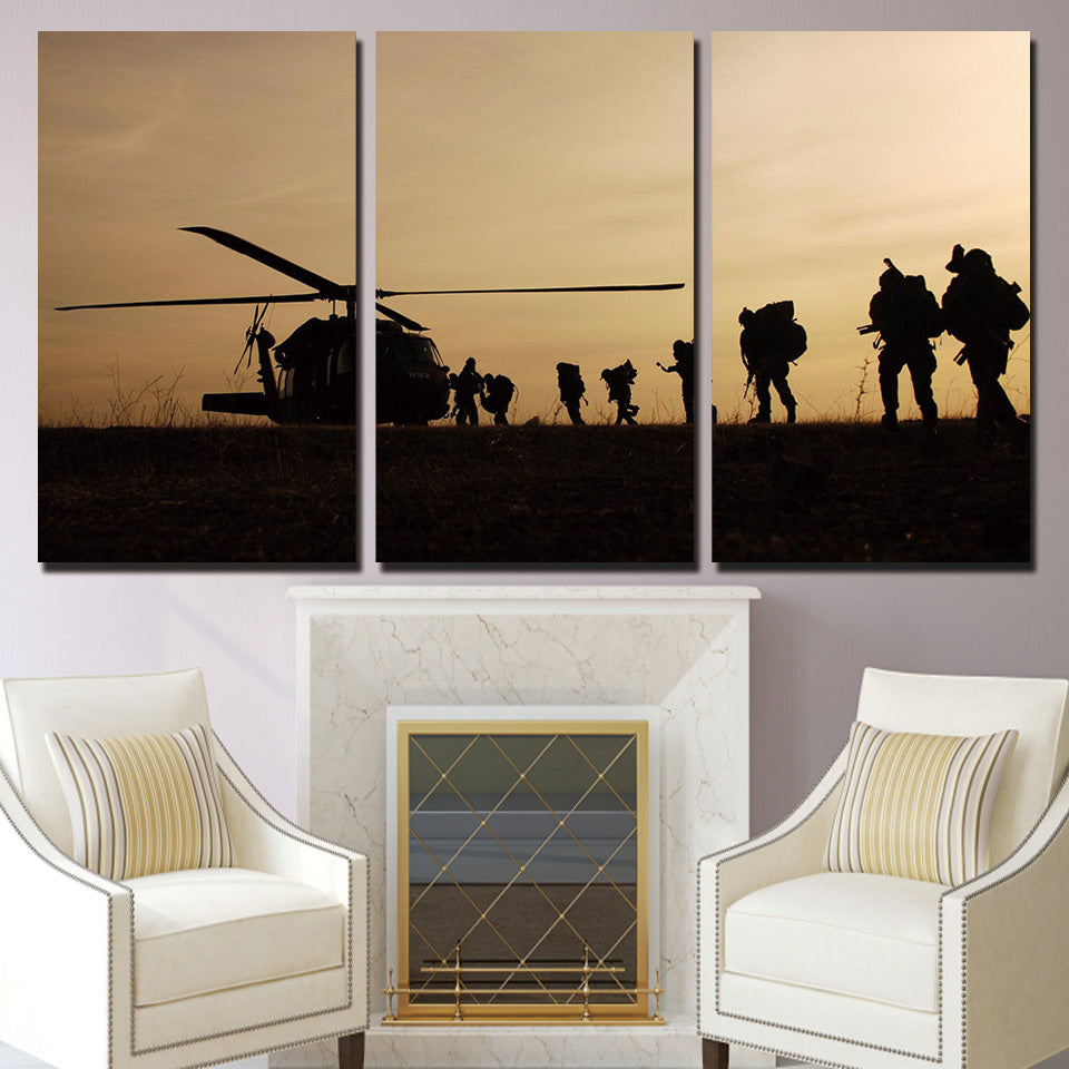 HD printed 3 piece canvas art helicopter army sunset wall pictures for living room canvas painting artwork Free shipping NY-6551