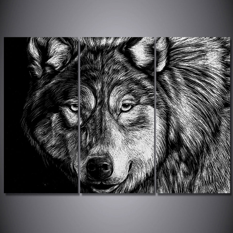 3 Piece Canvas Art Wolf Poster Black White Picture HD Printed Wall Art Home Decor Canvas Painting Prints Free Shipping NY-6604C