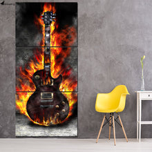 Load image into Gallery viewer, HD Printed 3 Panel Canvas Art Burning Guitar Canvas Painting Room Decor Canvas Wall Art Posters Picture Free Shipping NY-6602C
