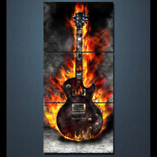 Load image into Gallery viewer, HD Printed 3 Panel Canvas Art Burning Guitar Canvas Painting Room Decor Canvas Wall Art Posters Picture Free Shipping NY-6602C
