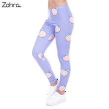 Load image into Gallery viewer, Zohra New Fashion Women Leggings Peach Leggins Printed Purple Legging for Woman Pants Casual Legins Stretchy Trousers

