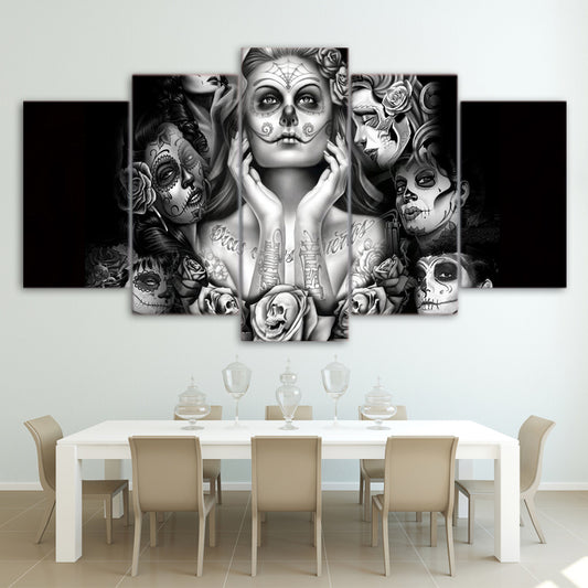 HD Printed Day of the Dead Face 5 piece canvas art painting livingroom decoration skull canvas wall art Free shipping/ny-437