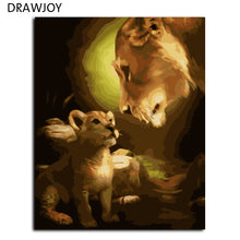 Load image into Gallery viewer, DRAWJOY Frameless Picture Painting By Numbers Home Decor DIY Canvas Oil Painting Of Lion Motherhood For Living Room 40*50cm G368
