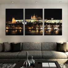 Load image into Gallery viewer, Night View of Prague Castle 3 Panels Wall Art Canvas Paintings Wall Decorations Artwork Giclee Wall Artwork Home Decor
