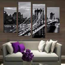 Load image into Gallery viewer, Hot Sale 4 Pieces Modern Wall Painting New York Brooklyn Bridge Home Decorative Black And White Art Picture Prints On Canvas

