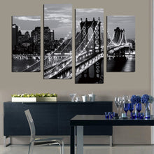 Load image into Gallery viewer, Hot Sale 4 Pieces Modern Wall Painting New York Brooklyn Bridge Home Decorative Black And White Art Picture Prints On Canvas
