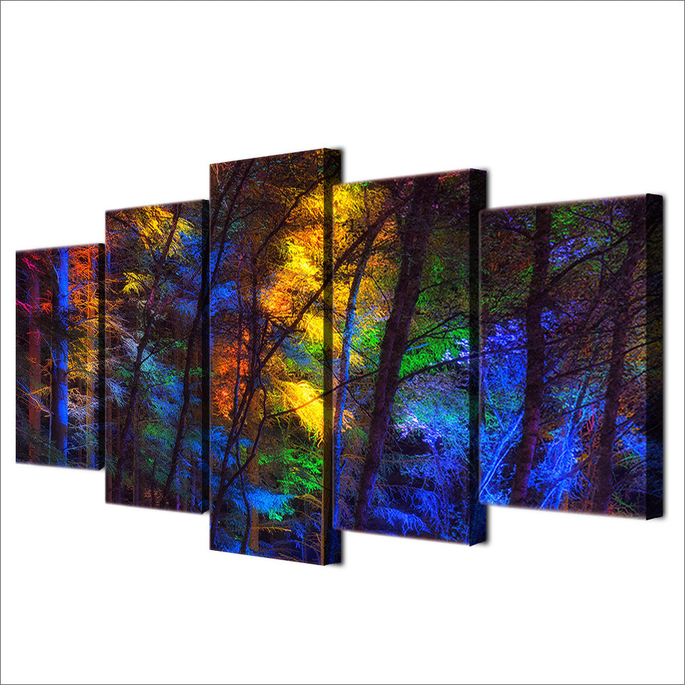 HD printed 5 piece canvas art colorful forest tree poster paintings living room decor wall canvas art sets free shipping ny-6502