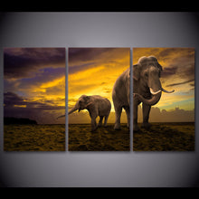 Load image into Gallery viewer, HD Printed 3 Piece Elephant Canvas Painting Sunset Large Canvas Wall Art Wall Pictures for Living Room  Free Shipping NY-6540
