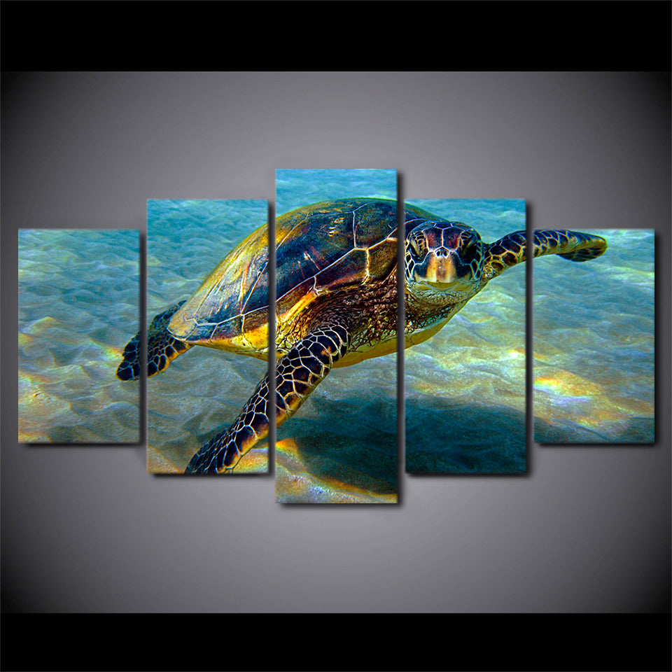 HD Printed 5 Piece Wall Art Canvas Deep Ocean Turtles Canvas Painting Posters and Prints Large Art Print Free Shipping ny-6503