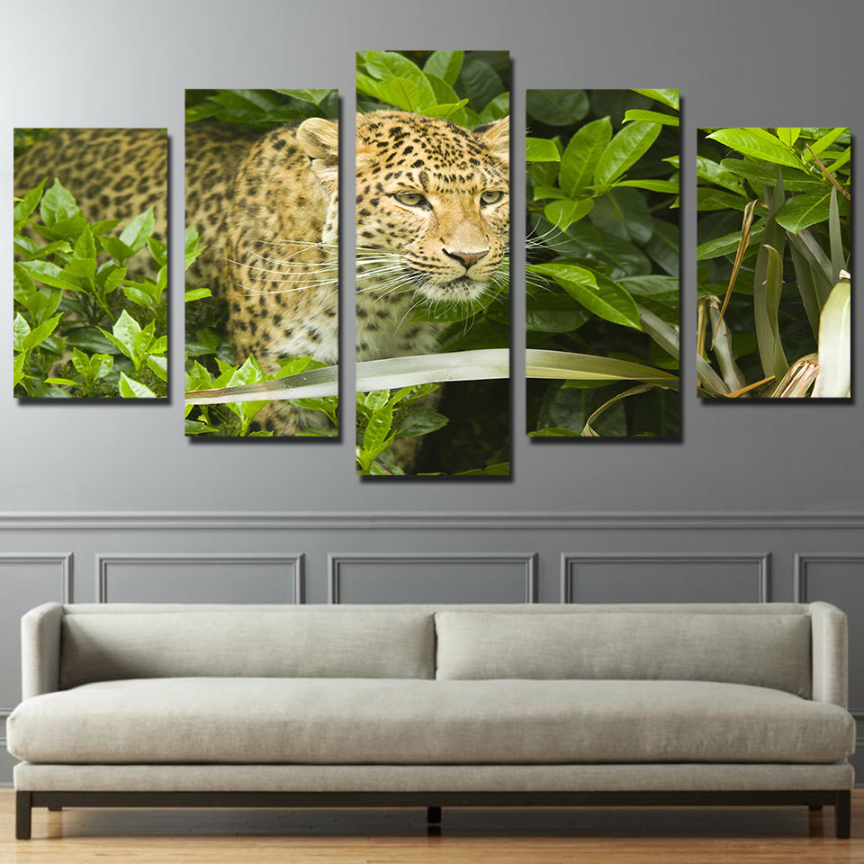 5 Pieces Printed Animal Bush leopard Paintings Wall Art Canvas Modular Living Room Bedroom Home Decoration up-934