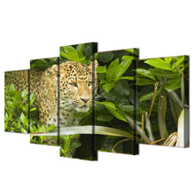 Load image into Gallery viewer, 5 Pieces Printed Animal Bush leopard Paintings Wall Art Canvas Modular Living Room Bedroom Home Decoration up-934
