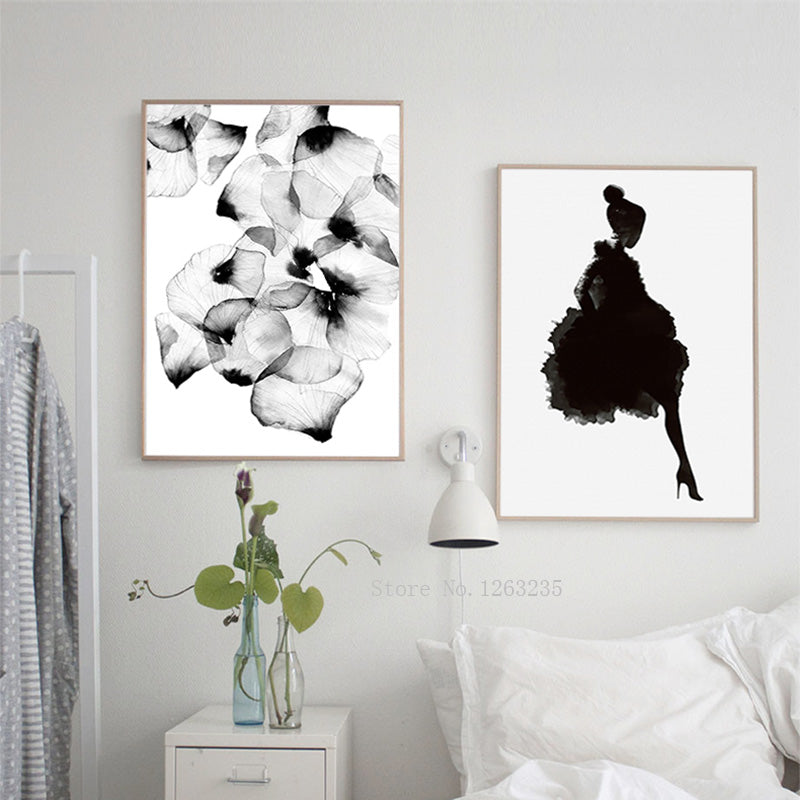 Posters And Prints Cuadros Wall Art Canvas Painting Black Petals Wall Pictures For Living Room Nordic Decoration No Poster Frame