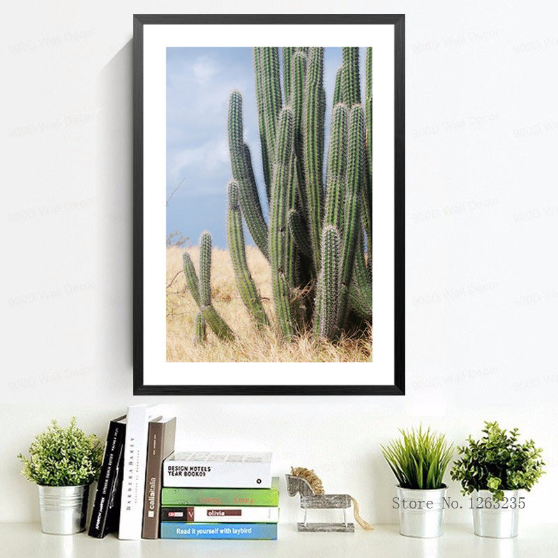 Cuadros Nordic Decoration Posters And Prints Wall Pictures For Living Room Green Cactus Wall Art Canvas Painting No Poster Frame