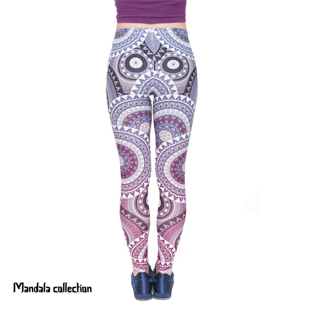 Women Legins Mandala Ombre Blue Printing Legging Fashion Casual High Waist Woman Leggings