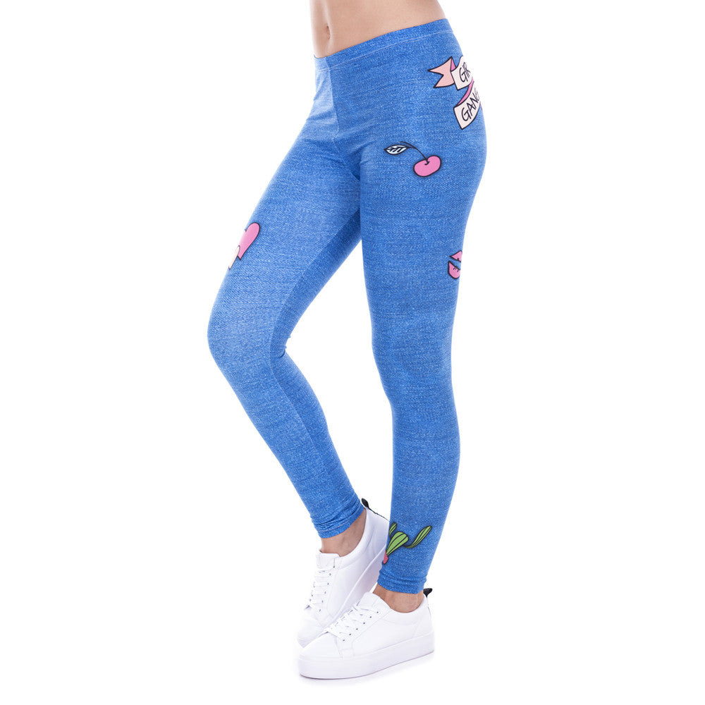 Legging Female Gang Jeans Design Legins Denim Blue Leggins Printed 100% Brand New Women Leggings