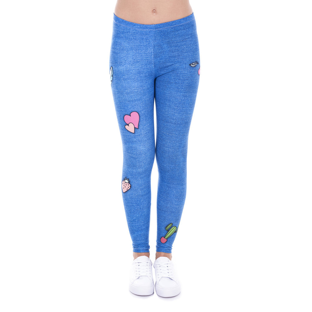 Legging Female Gang Jeans Design Legins Denim Blue Leggins Printed 100% Brand New Women Leggings