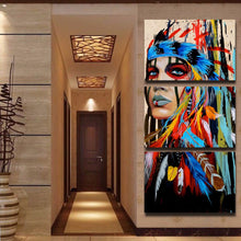 Load image into Gallery viewer, HD printed 3 piece canvas art native American Indian art Painting feathered wall pictures for living room Free shipping/NY-5786
