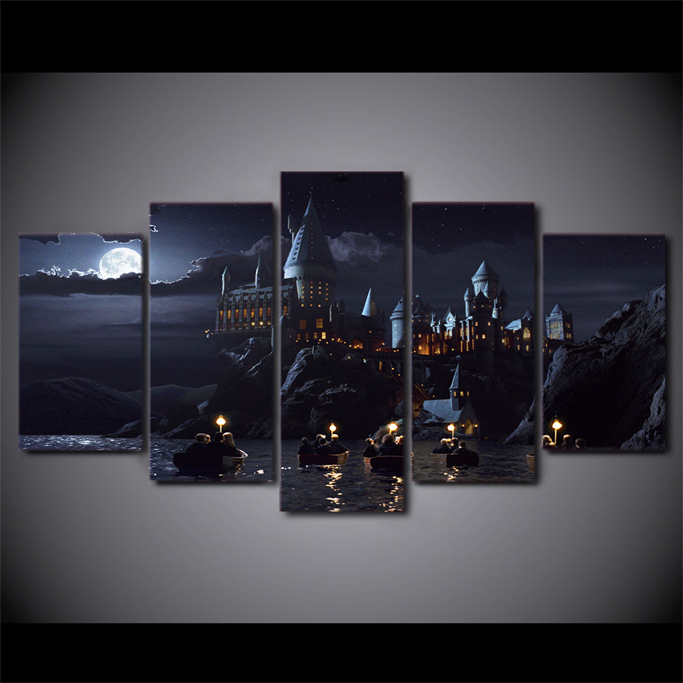 HD Printed 5 piece canvas art Harry Potter poster School Hogwarts Castle Painting posters and prints art Free shipping/ny-6267
