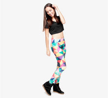 Load image into Gallery viewer, Triangles Color Printing Womens Legging Stretchy Trousers Casual Pants
