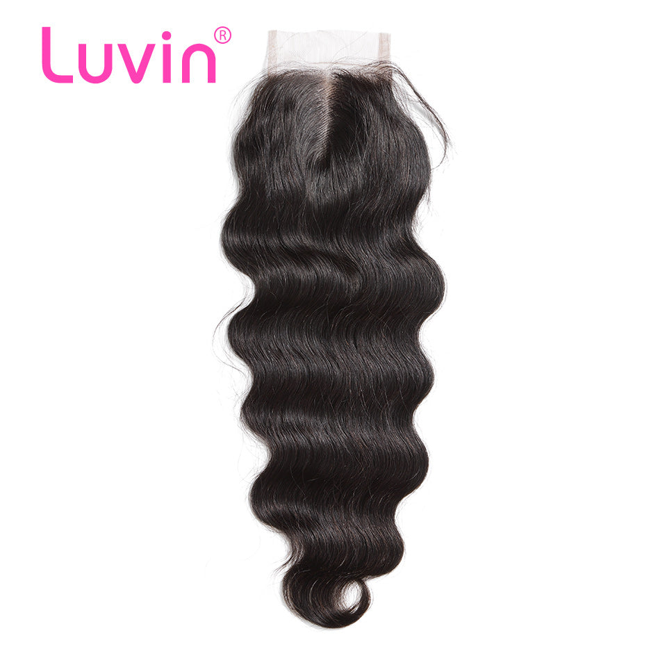 Luvin Brazilian Lace Closure Hair Body Wave 100% Remy Human Hair Closure Middle Part Bleached Knots With Baby Hair Shipping Free