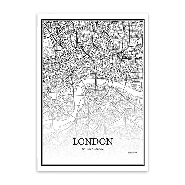 900D Posters And Prints Wall Art Canvas Painting Wall Pictures For Living Room Nordic Decoration City Grid Map YM008
