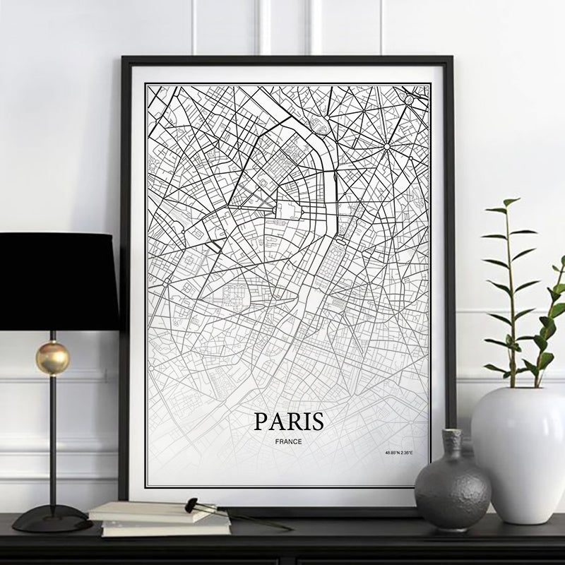 900D Posters And Prints Wall Art Canvas Painting Wall Pictures For Living Room Nordic Decoration City Grid Map YM008