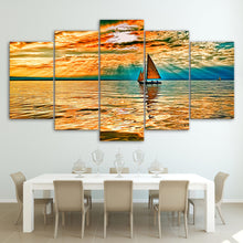 Load image into Gallery viewer, HD Printed 5 piece canvas art sky clouds sun rays lake sailboat Painting Canvas Print room decor print Free shipping/NY-5915
