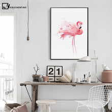 Load image into Gallery viewer, Watercolor Flamingo Bird Poster Art Canvas Minimalism Painting Animal Nursery Wall Picture Print Modern Home Room Decoration

