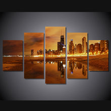 Load image into Gallery viewer, 5 piece canvas art chicago evening canvas painting posters and prints room decor paintings for living room Free shipping/ny-4522
