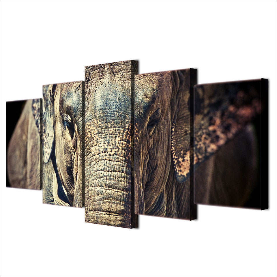 HD Printed elephant close up face trunk ears Painting Canvas Print room decor print poster picture canvas Free shipping/ny-6029