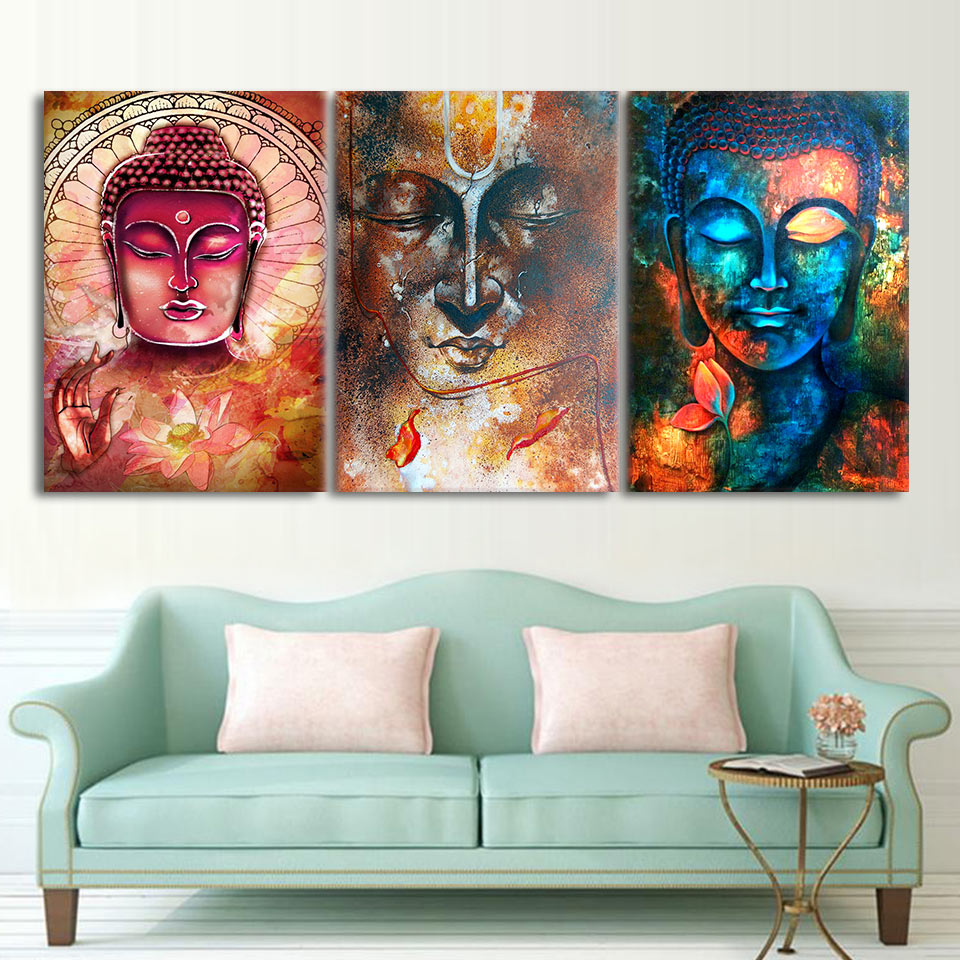 HD printed buddha wall art 3 piece canvas living room decoration modern wall art 3 pieces  Free shipping/NY-6262