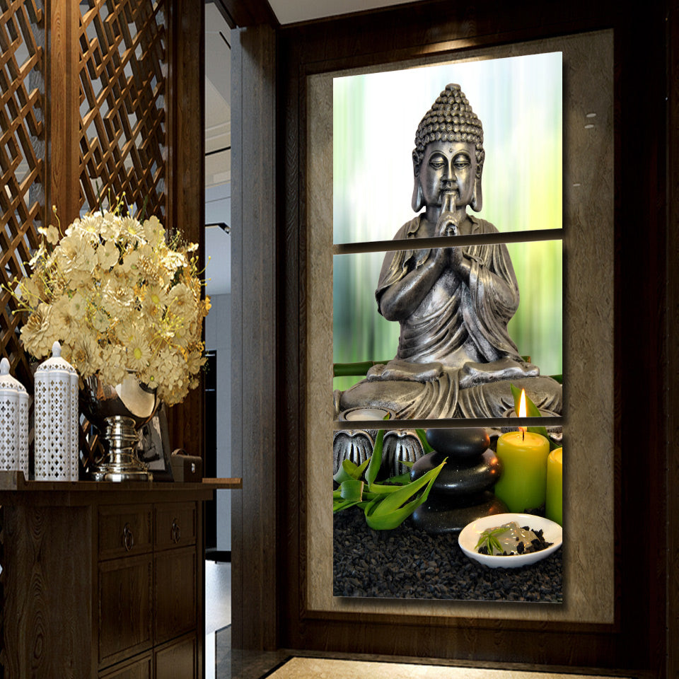 HD printed stones with flower Buddha statue Painting wall pictures for living room canvas painting Free shipping/NY-6815C