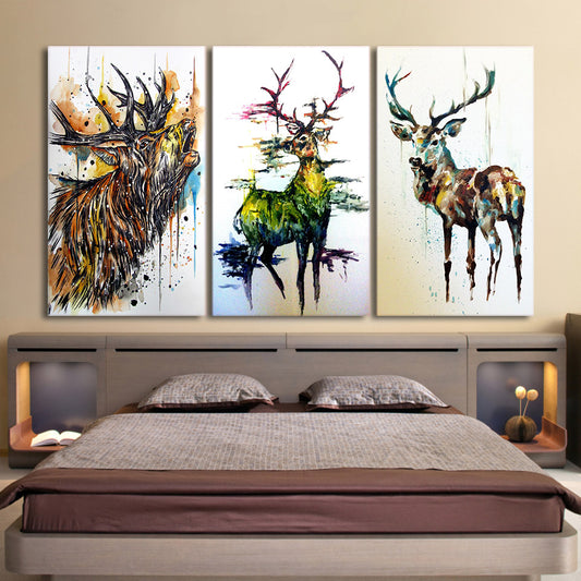 HD Printed 3 Piece Elk Graffiti Deer Canvas Paintings for Living Room Wall Art Canvas Framed 3 Panel Free Shipping NY-6684D
