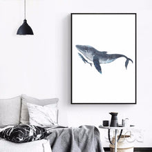 Load image into Gallery viewer, Watercolor Whales Canvas Art Print Painting Poster,  Wall Pictures for Home Decoration, Wall Decor S16014
