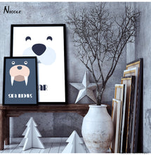 Load image into Gallery viewer, Cartoon Animal Sea Lions Bear Art Canvas Poster Minimalist Painting Modern Nursery Picture Home Children Room Wall Decor CX089
