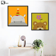 Load image into Gallery viewer, NICOLESHENTING Cartoon Animal Tiger Monkey Poster Minimalist Art Canvas Poster Nursery Wall Picture Children Room Decoration
