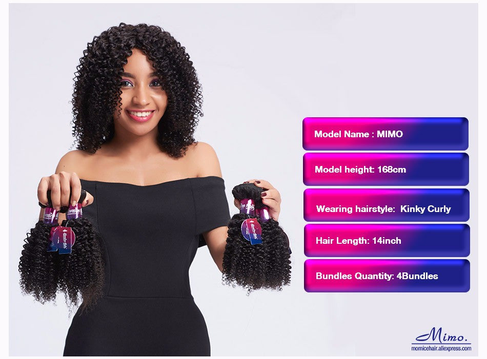 Mornice Hair Brazilian Kinky Curly Remy Hair 1 Bundle 100% Human Hair Weave Natural Color Double Weft Free Shipping 100g