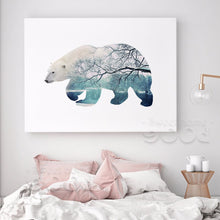Load image into Gallery viewer, Polar Bear with Snow scene Canvas Art Print Poster, Wall Pictures for Home Decoration, Wall Decor YE117
