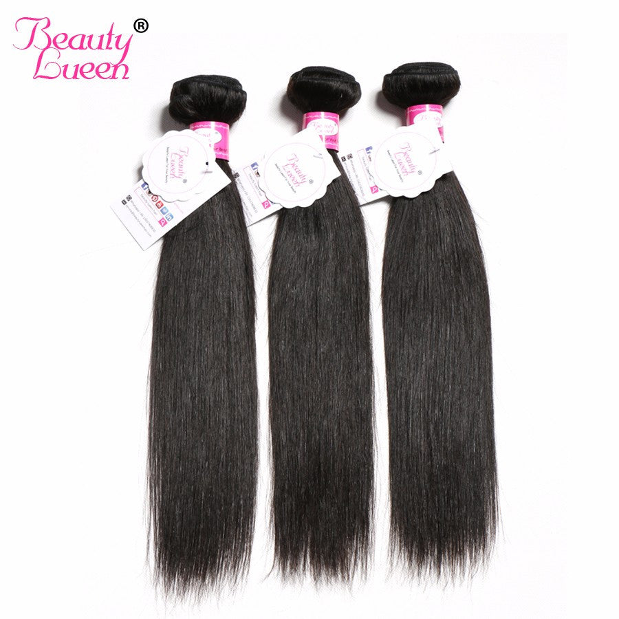 Unprocessed Brazilian Straight Hair Weave Bundles Human Hair Extensions Natural Black Color Can Be Dyed Non Remy Beauty Lueen