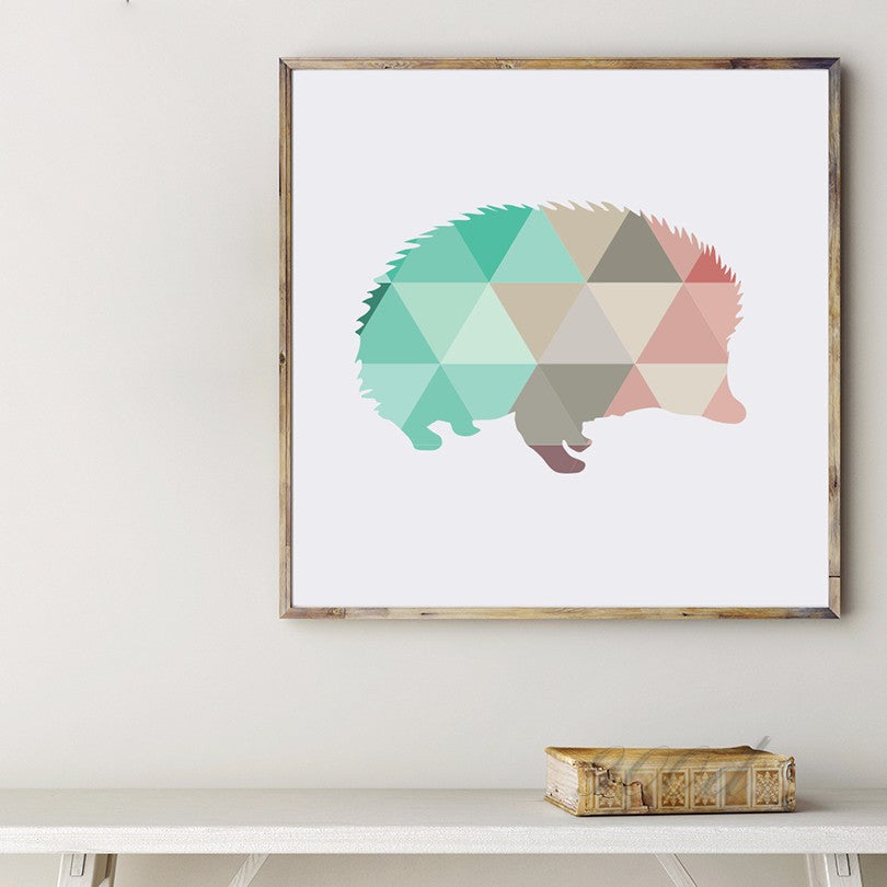 Geometric Hedgehog Canvas Art Print Painting Poster,  Wall Pictures for Home Decoration, Home Decor 237-28