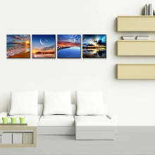 Load image into Gallery viewer, 4 Panel Modern Sea Wave Painting Pictures Homd Decor Cuadros Wall Art Ocean Sunset Painting Canvas Prints Unframed
