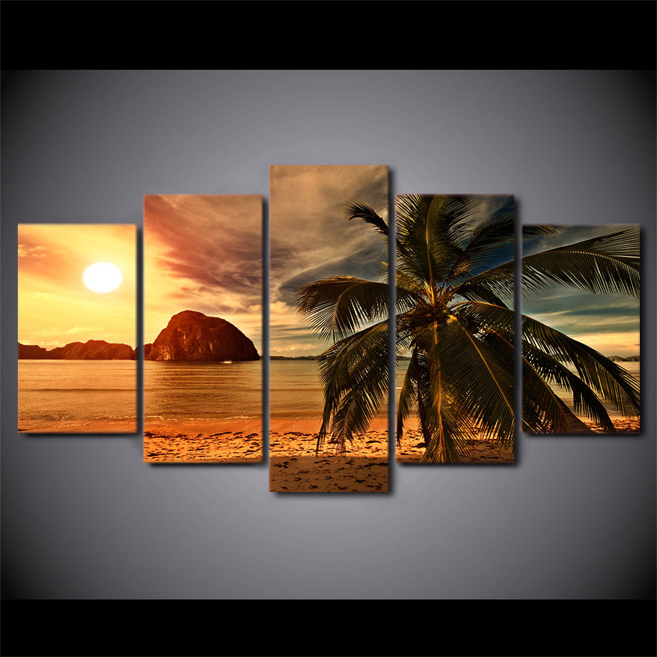 HD Printed tropical beach palm tree Group Painting Canvas Print room decor print poster picture canvas Free shipping/ny-1572